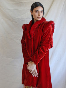 20s Red Silk Velvet Coat