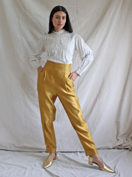 Romeo Gigli Gold Silk Trousers