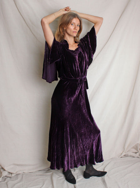 30s Silk Velvet Devoré Gown