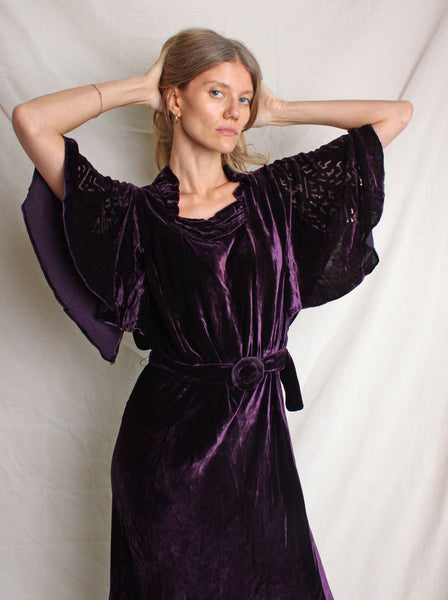 30s Silk Velvet Devoré Gown