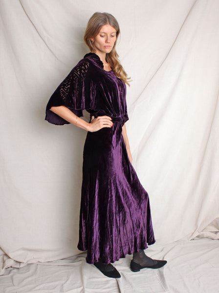 30s Silk Velvet Devoré Gown