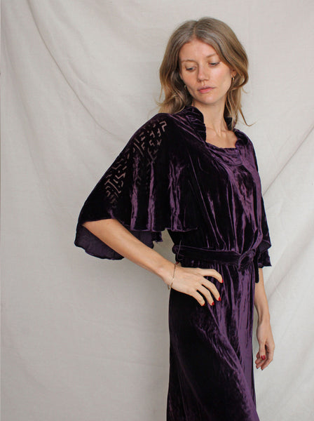 30s Silk Velvet Devoré Gown