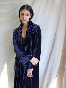20s Navy Blue Silk Velvet Coat