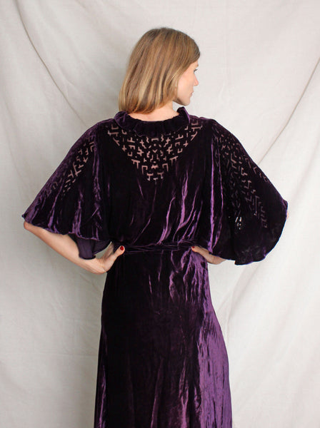 30s Silk Velvet Devoré Gown