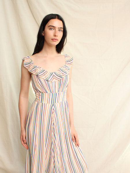 40s Multicolor Striped Gown