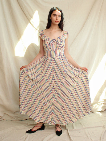 40s Multicolor Striped Gown