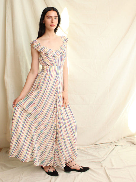 40s Multicolor Striped Gown