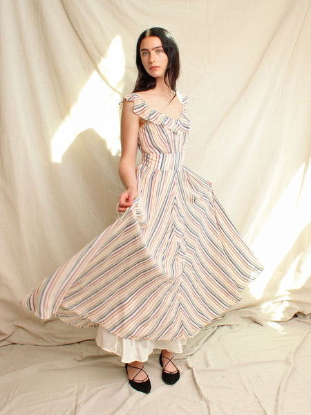 40s Multicolor Striped Gown