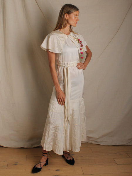 30s Cape & Dress w Floral Appliqué