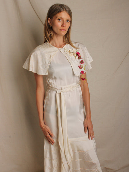 30s Cape & Dress w Floral Appliqué