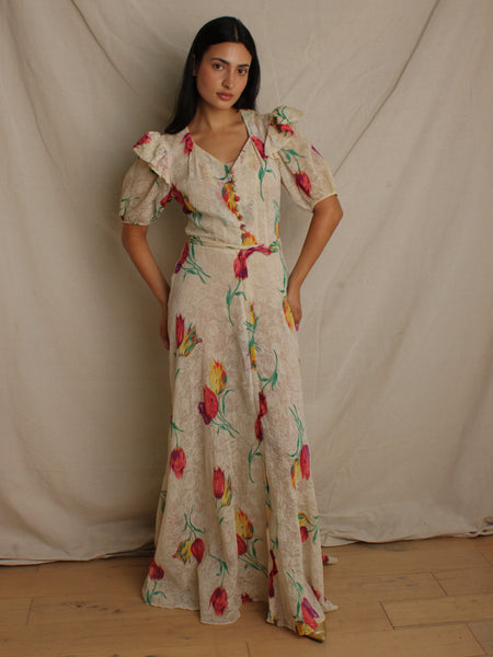 30s Tulip Print Gown