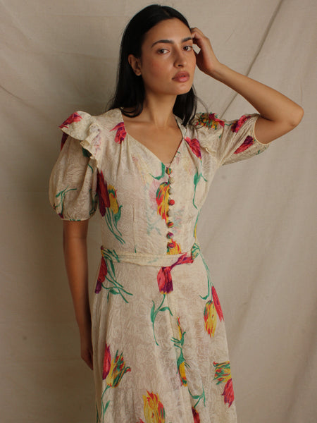 30s Tulip Print Gown