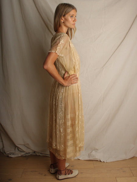 20s Embroidered Net Dress