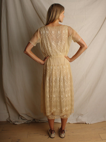 20s Embroidered Net Dress