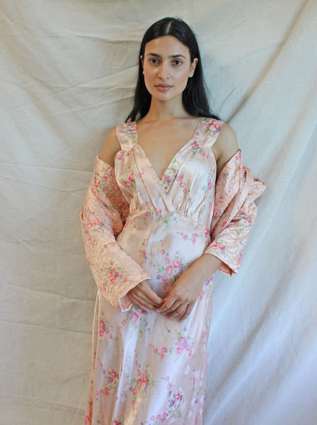 40s Pink Floral Slip Set
