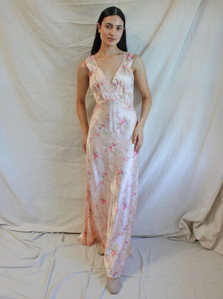 40s Pink Floral Slip Set
