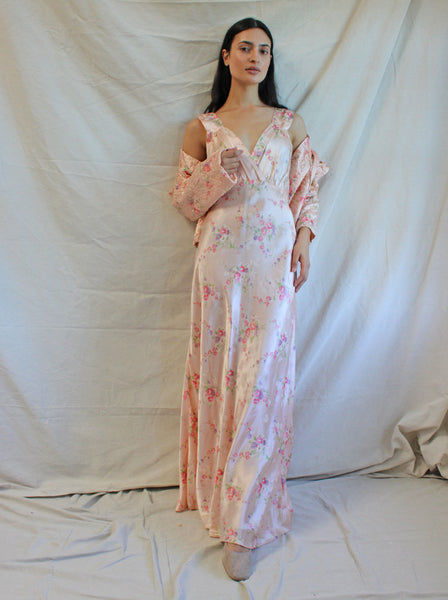 40s Pink Floral Slip Set