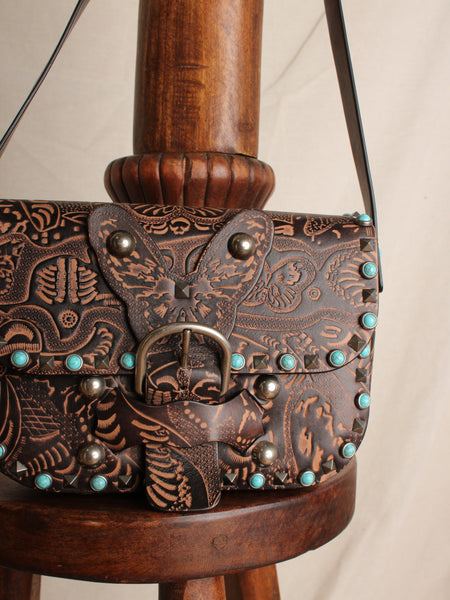 Valentino Tooled Leather Rock Stud Purse