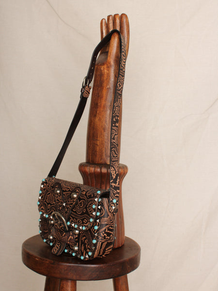 Valentino Tooled Leather Rock Stud Purse