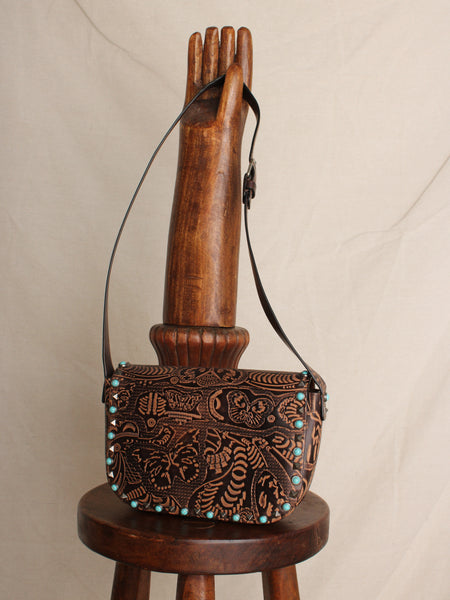 Valentino Tooled Leather Rock Stud Purse