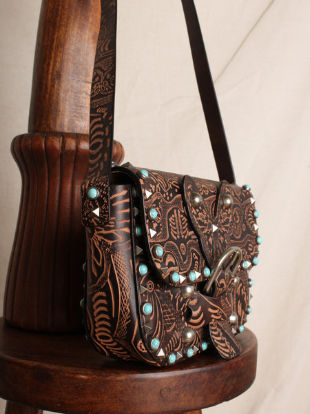 Valentino Tooled Leather Rock Stud Purse