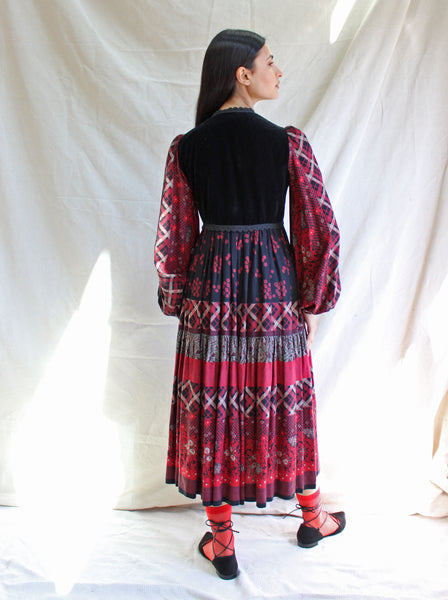 Victor Costa Mixed Print Dress